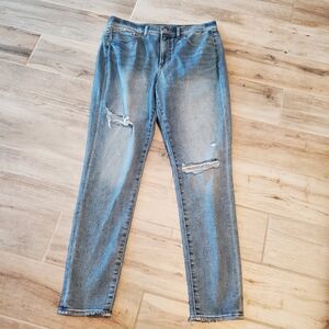 Express High Rise Denim Jeans 6L Skinny Distressed Blue